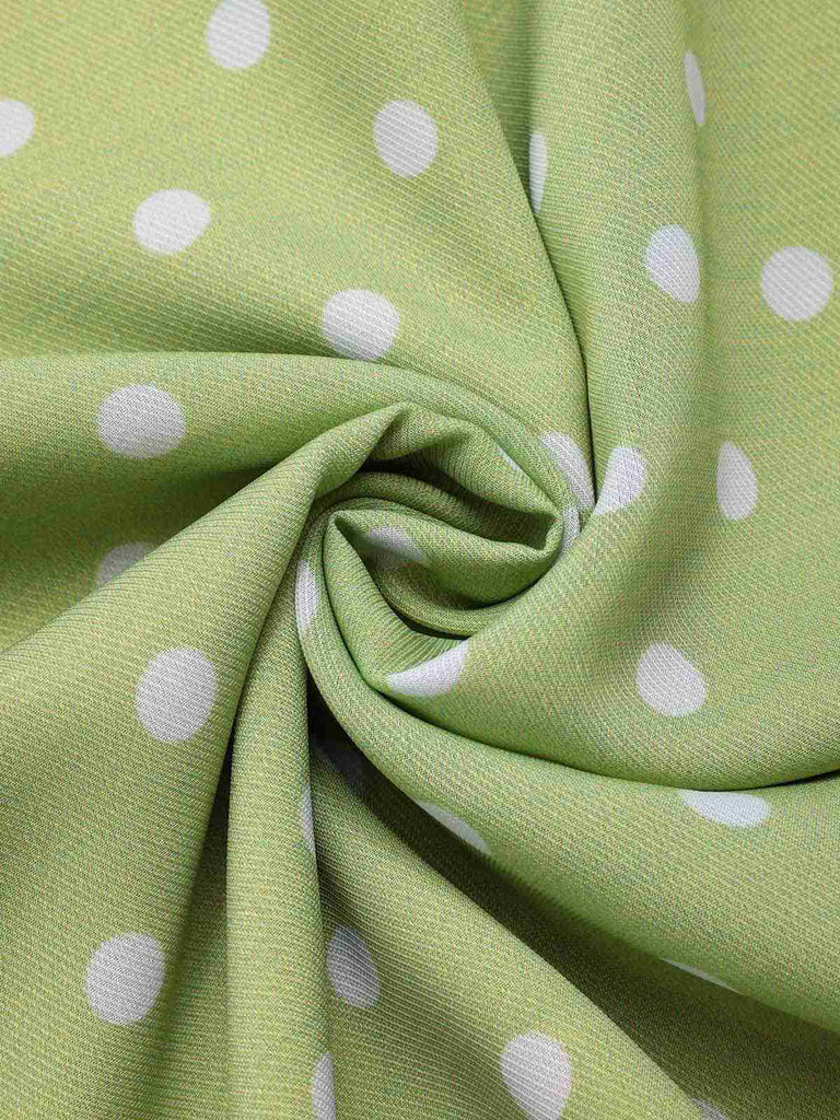 Green 1940s Back Hollow-Out Polka Dots Dress