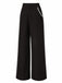 Black 1950s Contrast Trim Straight-Leg Pants