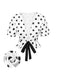 White 1950s Deep V-Neck Polka Dots Top