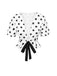 White 1950s Deep V-Neck Polka Dots Top