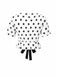 White 1950s Deep V-Neck Polka Dots Top