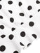 White 1950s Deep V-Neck Polka Dots Top