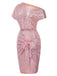 1960s Solid Sequined One-Shoulder Wrap Dress