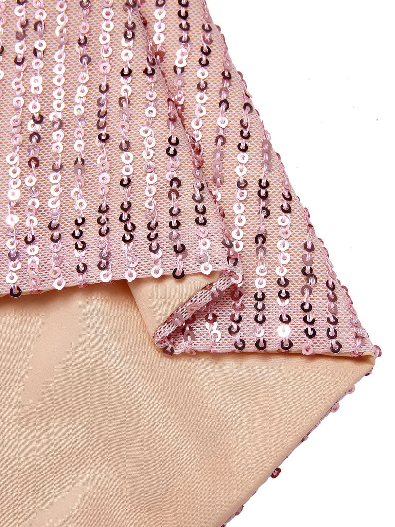 1960s Solid Sequined One-Shoulder Wrap Dress
