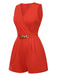 Solid 1960s Surplice V-Neck Sleeveless Chain Romper