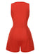 Solid 1960s Surplice V-Neck Sleeveless Chain Romper