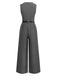 Gray 1930s Solid Sleeeless Office Belted Jumpsuit