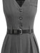 Gray 1930s Solid Sleeeless Office Belted Jumpsuit