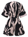 Multicolor 1940s Surplice V-Neck Printed Batwing Romper