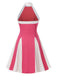 1950s Halter Colorblock 3D Floral Backless Dress