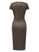 Brown 1960s Deep V-Neck Polka Dots Dress