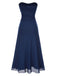 Blue 1930s Gemstone Mesh Bandeau Dress With Scarf
