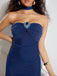 Blue 1930s Gemstone Mesh Bandeau Dress With Scarf