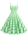 1950s Ruched Spaghetti Straps Gingham Plaid Dress
