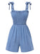 Blue 1960s Shoulder Tie Smocked Denim Romper
