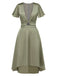 1940s Solid Deep V-Neck Twisted Satin Dress