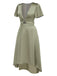 1940s Solid Deep V-Neck Twisted Satin Dress