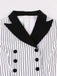 Black 1950s Vertical Stripe Patchwork Lapel Dress