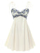 Beige 1940s Floral Embroidered Spaghetti Straps Nightgown