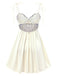 Beige 1940s Floral Embroidered Spaghetti Straps Nightgown