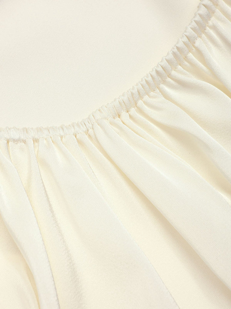 Beige 1940s Floral Embroidered Spaghetti Straps Nightgown