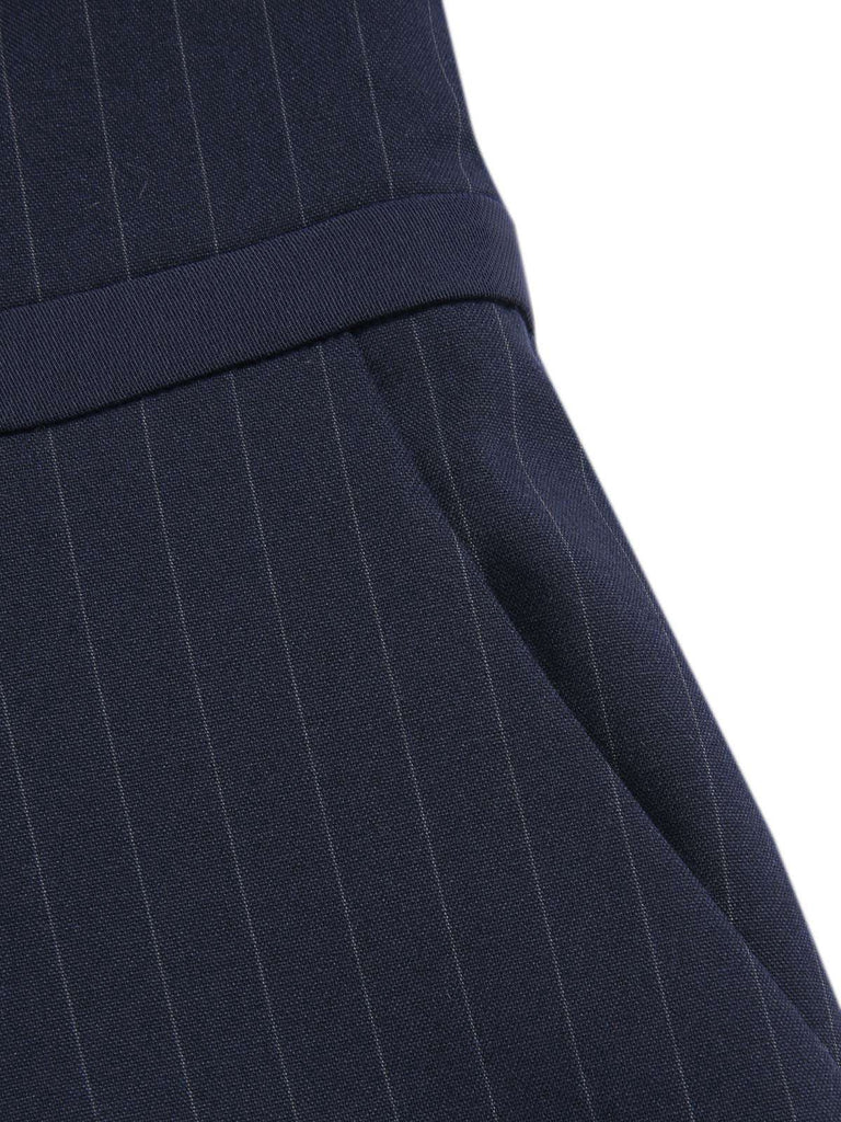 [Pre-Sale] Dark Gray 1930s Pinstripes High Waist Straps Jumpsuit