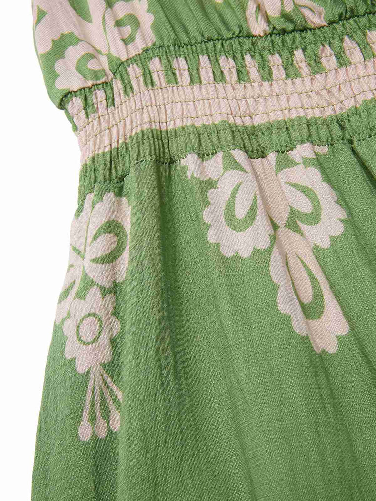 1970s V-Neck Tribal Pattern Bohemian Dress