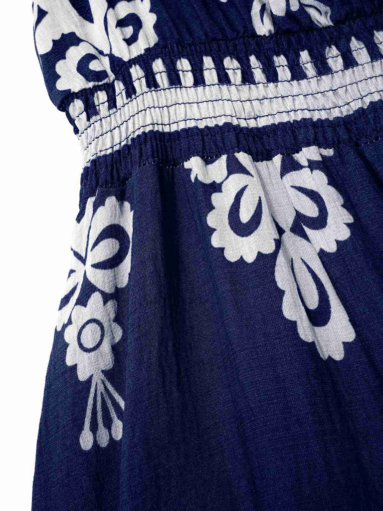 1970s V-Neck Tribal Pattern Bohemian Dress