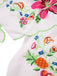 White 1940s Floral Print Tie Back Dress