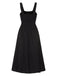 Black 1940s Strap Embroidered Floral Maxi Dress