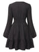 Black 1940s Deep V Embroidered Floral Dress