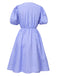 Light Blue 1950s Striped Bow Lace-Up Dress