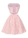 2PCS Pink 1950s 3D-Roses Lace-Up Bandeau Top & Skirt
