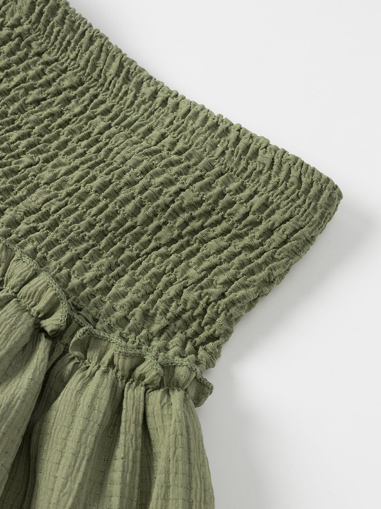 Green 1960s Solid Elastic Waist Cake Skirt