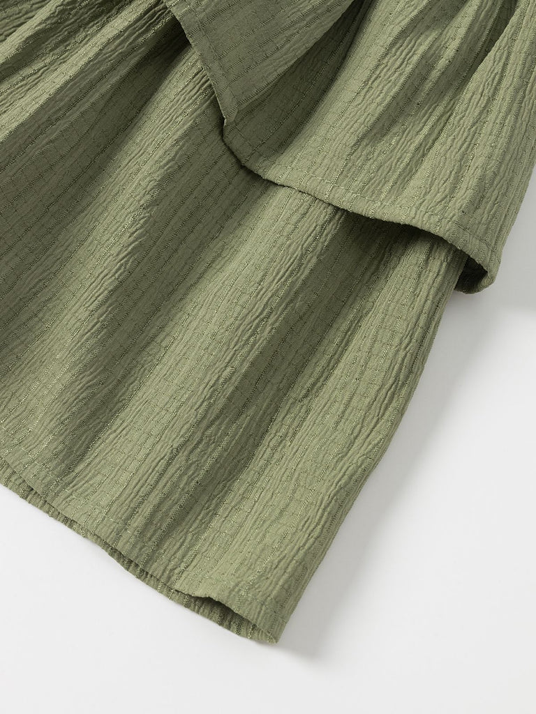 Green 1960s Solid Elastic Waist Cake Skirt