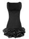 Black 1960s Satin Bubble Hem Boat Neck Dress