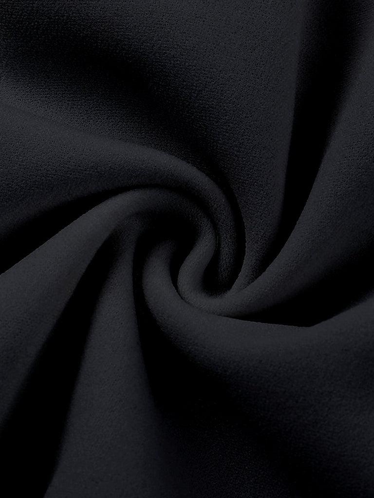 Black 1960s Satin Bubble Hem Boat Neck Dress