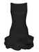 Black 1960s Satin Bubble Hem Boat Neck Dress