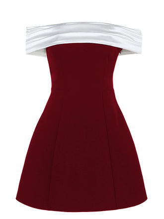 1960s Satin Patchwork Off-shoulder Babydoll Dress