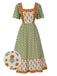 Green 1970s Bohemian Square Neck Floral Dress