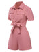 2PCS 1940s Solid Lace-Up Top & High-Waist Shorts