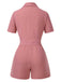2PCS 1940s Solid Lace-Up Top & High-Waist Shorts