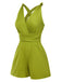 Green 1940s Solid Cross-Back Straps Romper