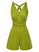 Green 1940s Solid Cross-Back Straps Romper