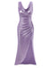 [Pre-Sale] Lavender 1960s Cowl Neck High-Slit Pearlescent Dress