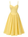 Yellow 1940s Solid Corset Spaghetti Straps Dress