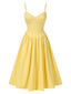 Yellow 1940s Solid Corset Spaghetti Straps Dress