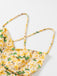 Yellow 1960s Back Lace-Up Ruched Floral Dress