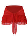 [Plus Size] Red 1960s Roses Halter Bikini & Skirt Cover-Up