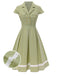 Green 1940s Lace Plaid Cotton Patchwork Dress